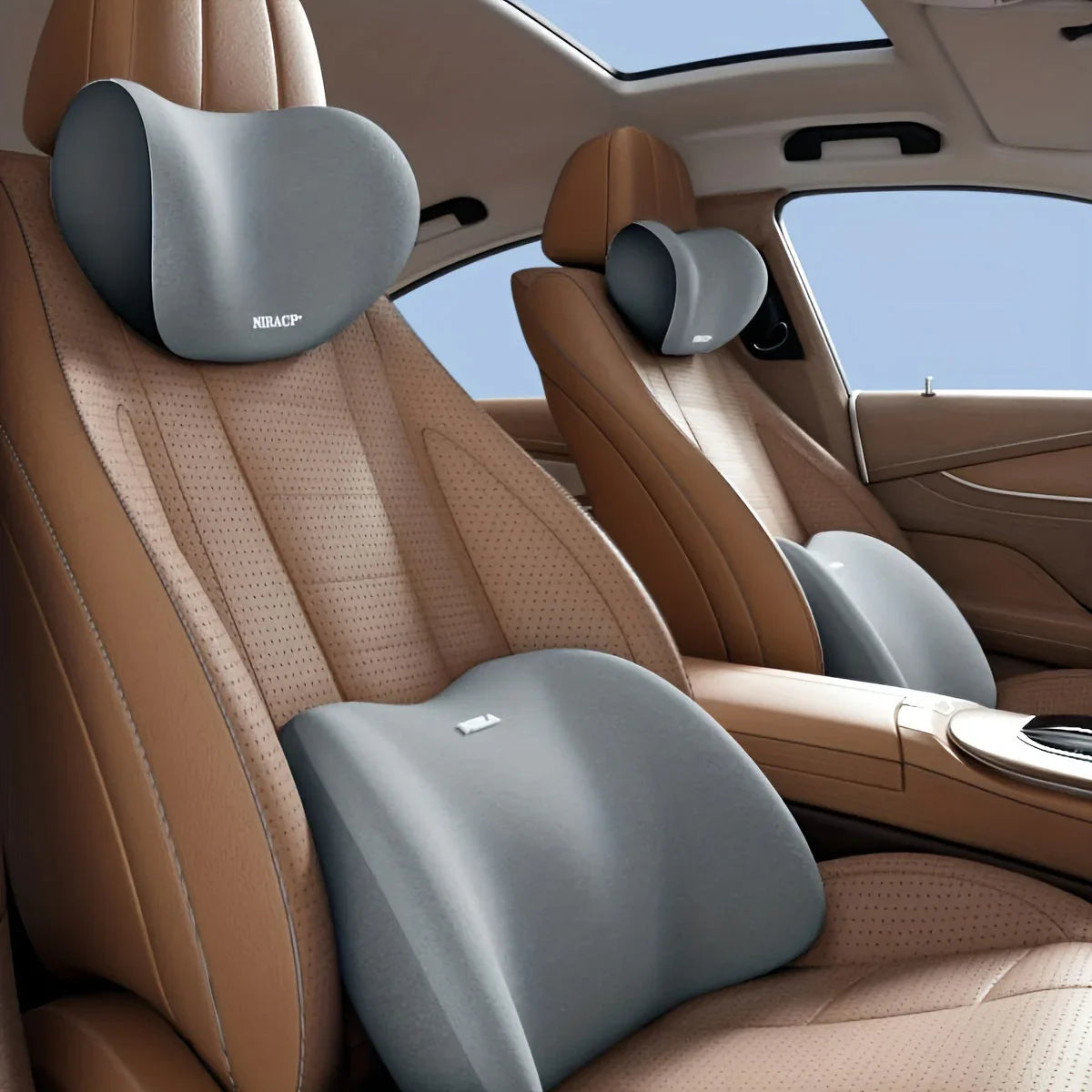 Ergonomic Memory Foam Car Neck & Lumbar Pillow - Ultimate Comfort & Support for Travel - Rebooters