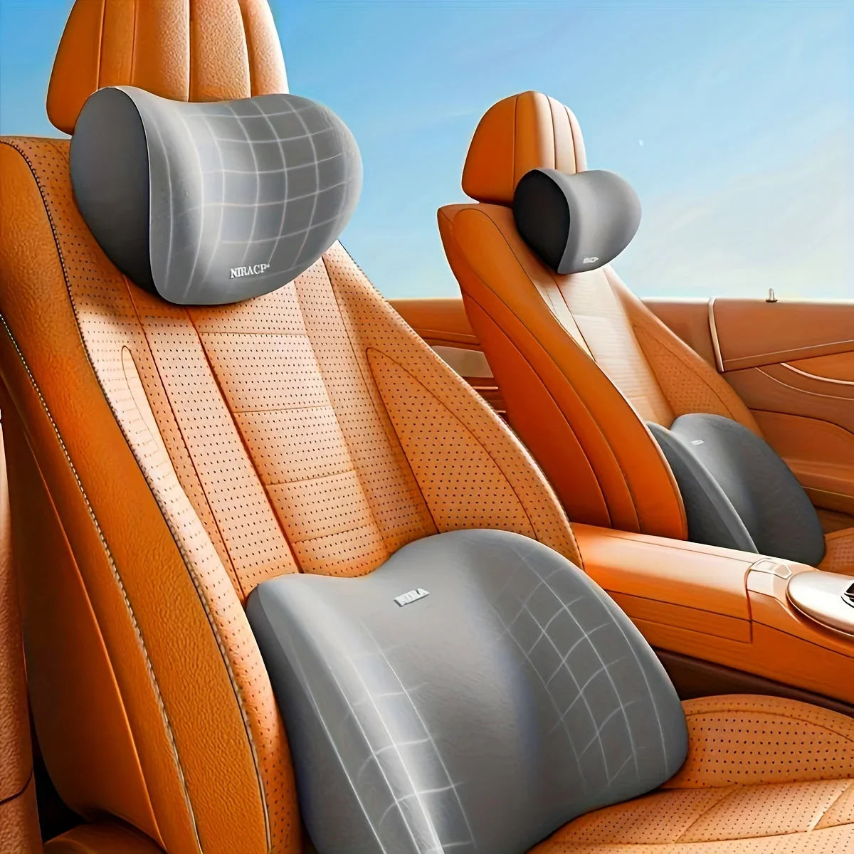 Ergonomic Memory Foam Car Neck & Lumbar Pillow - Ultimate Comfort & Support for Travel - Rebooters