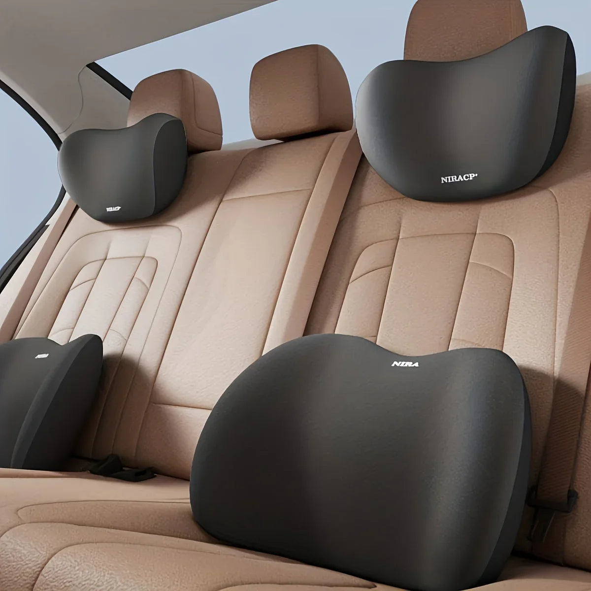 Ergonomic Memory Foam Car Neck & Lumbar Pillow - Ultimate Comfort & Support for Travel - Rebooters