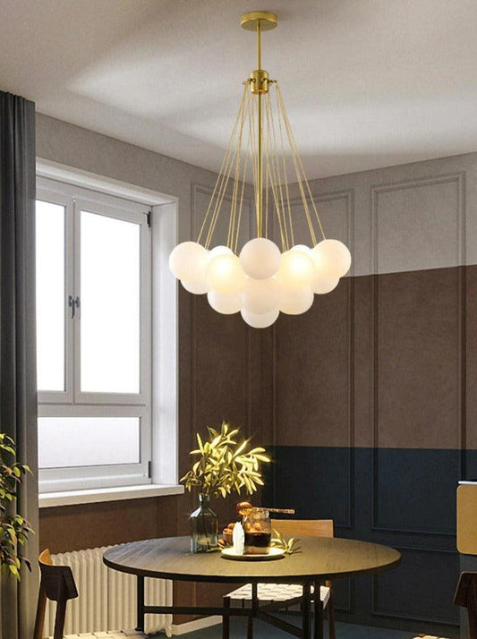 European Style White Flower Cluster Ball Glass Chandelier | Rebooters - Rebooters