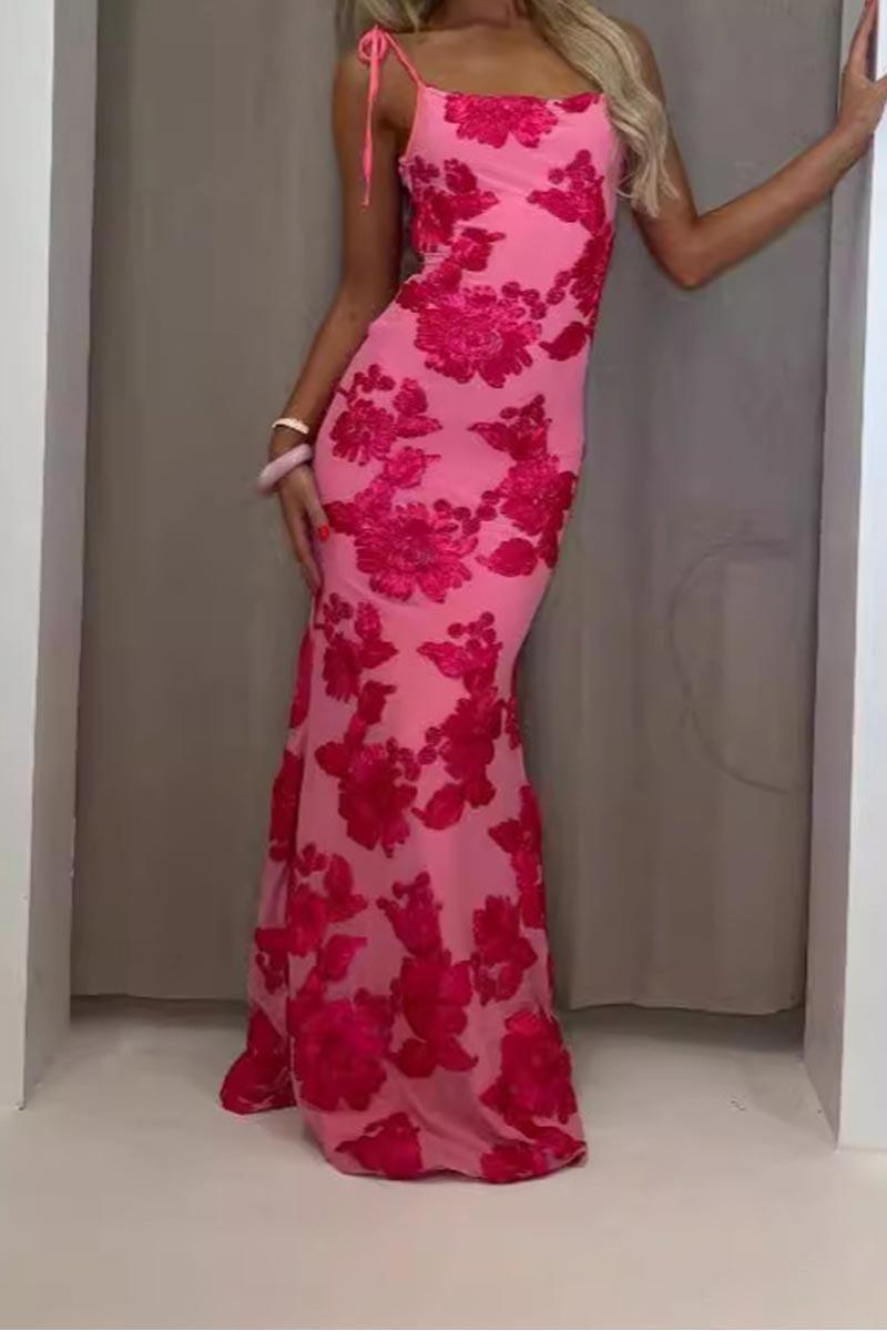 Adriane Elegant Floral Lace Spaghetti Strap Dress for Any Occasion Rebooters Maxi Women's Dresses