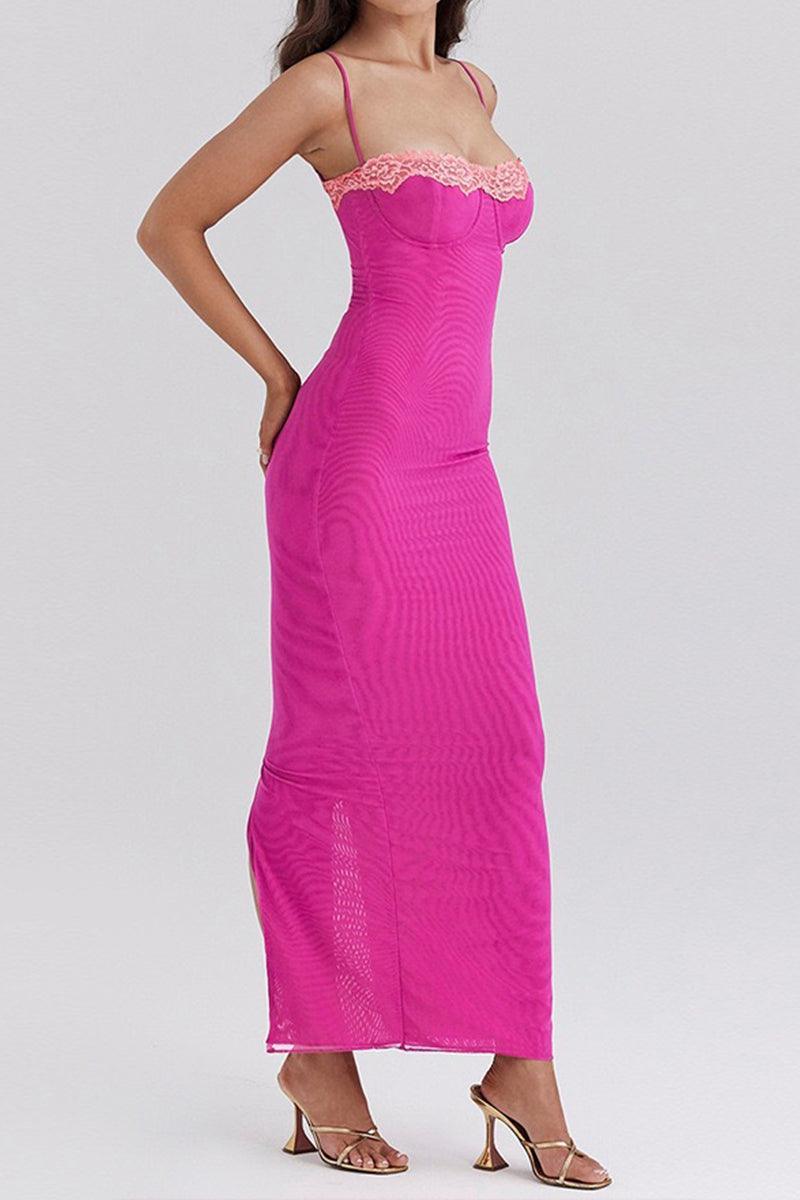 Phoebe Lace Mesh Midi Dress for Stylish Summer Events - Rebooters -Women's Dresses