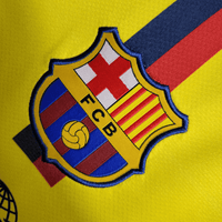 FC Barcelona Away Jersey Long Sleeve Retro Yellow 2008 2009 Rebooters Mens Football Shirts