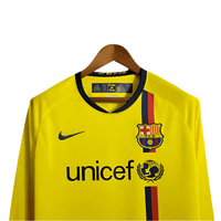 FC Barcelona Away Jersey Long Sleeve Retro Yellow 2008 2009 Rebooters Mens Football Shirts