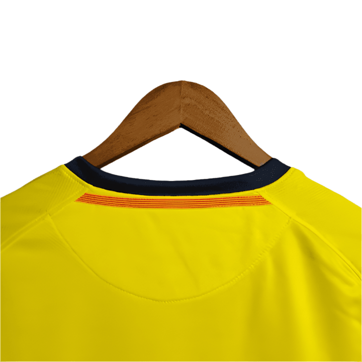 FC Barcelona Away Jersey Long Sleeve Retro Yellow 2008 2009 Rebooters Mens Football Shirts