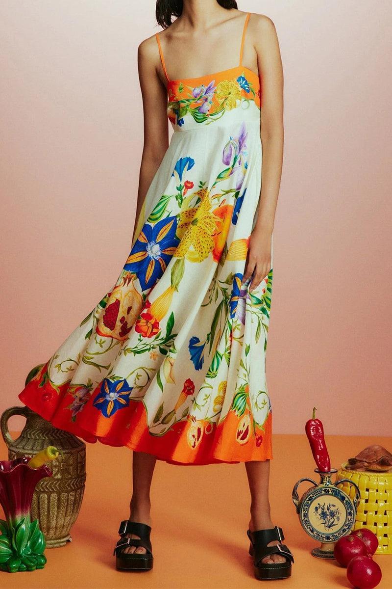 Nicky Young Strappy Floral Midi Dress for Summer Style - Rebooters -Women's Dresses