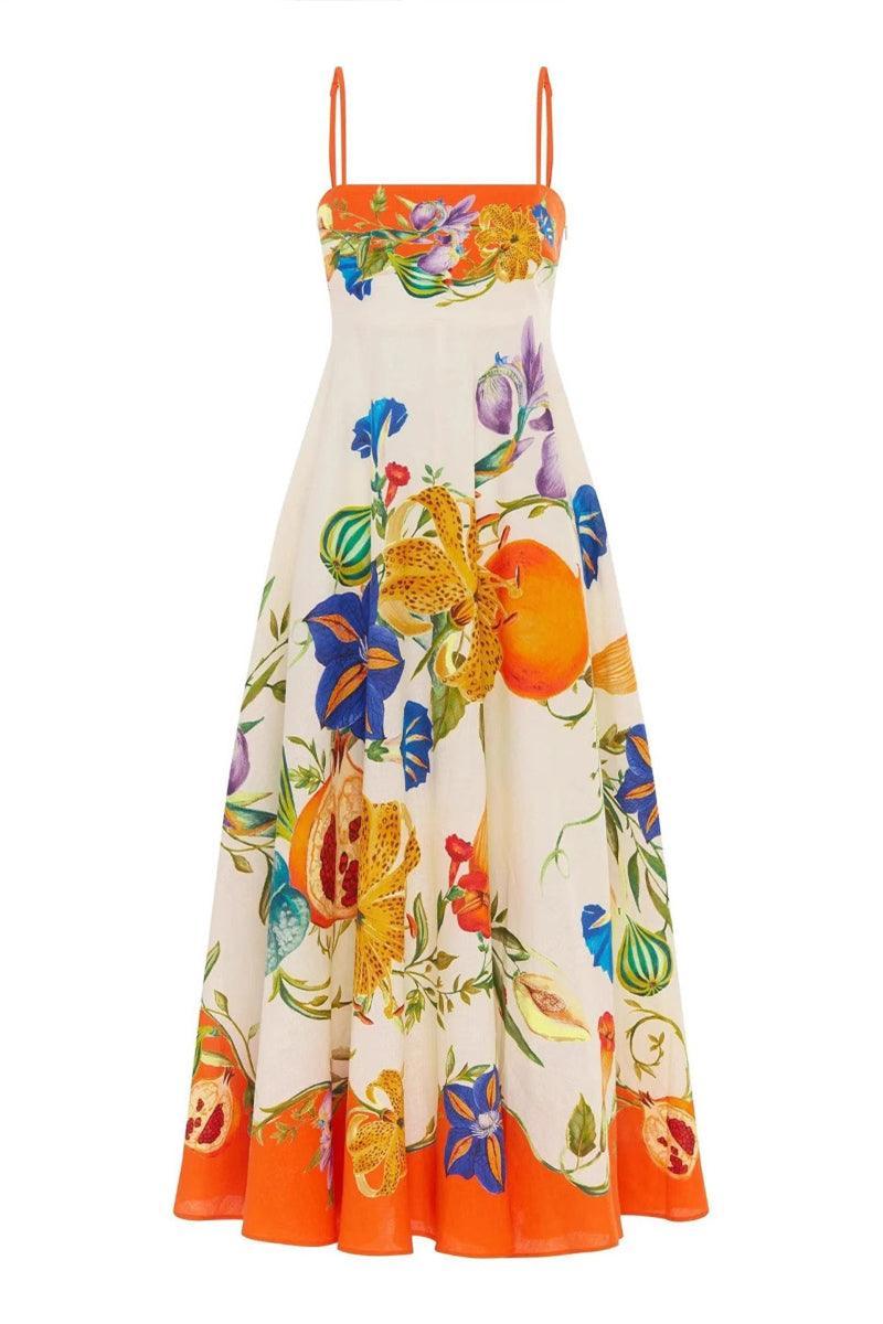 Nicky Young Strappy Floral Midi Dress for Summer Style - Rebooters -Women's Dresses