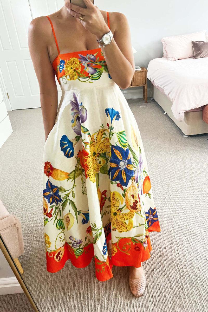 Nicky Young Strappy Floral Midi Dress for Summer Style - Rebooters -Women's Dresses
