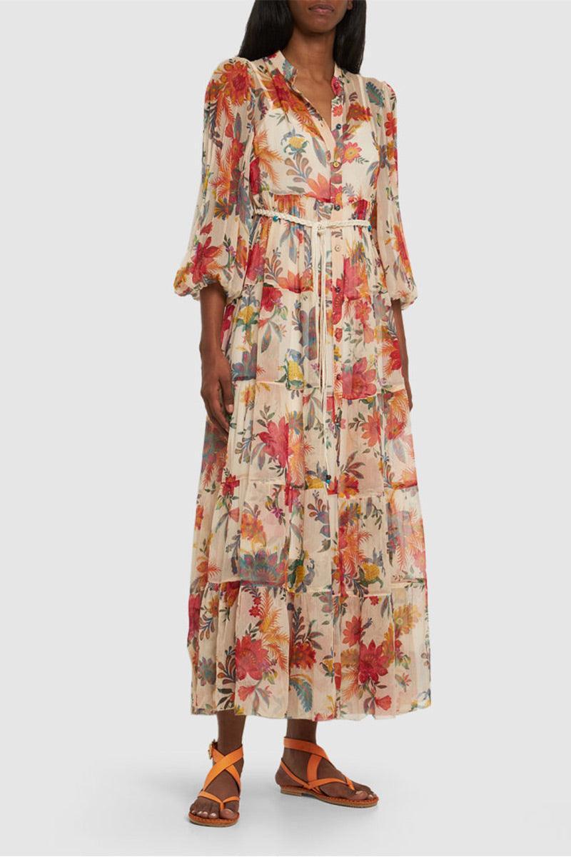 Amberlyn Floral Tiered Chiffon Maxi Dress for Every Occasion Rebooters Maxi Women's Dresses