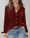 Women's Retro Long Sleeve Velvet Top in Rich Colors - Rebooters