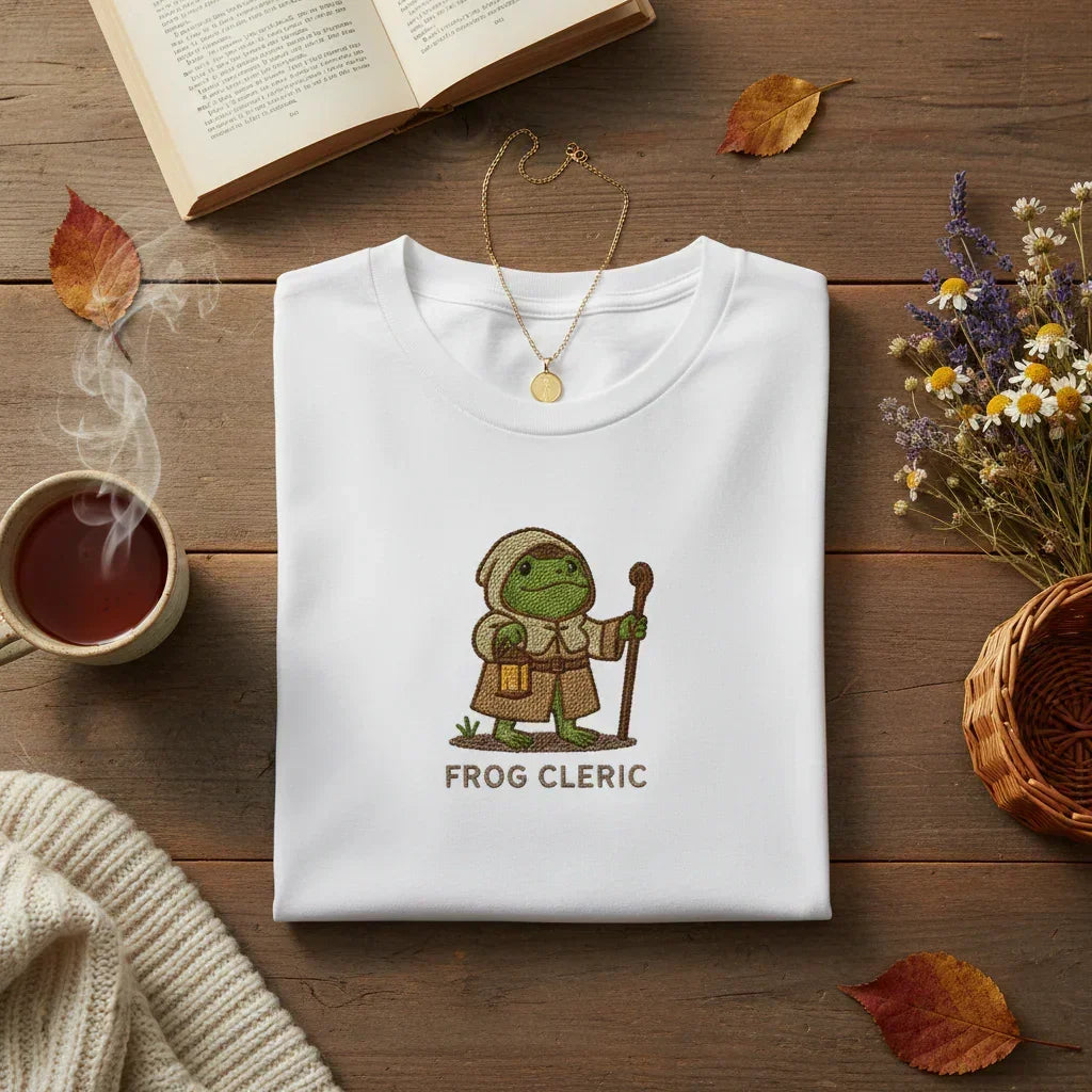Frog Cleric Embroidered T-Shirt | Rebooters
