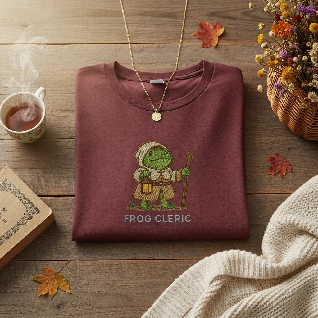 Frog Cleric Embroidered T-Shirt | Rebooters