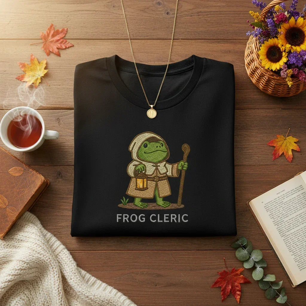 Frog Cleric Embroidered T-Shirt | Rebooters