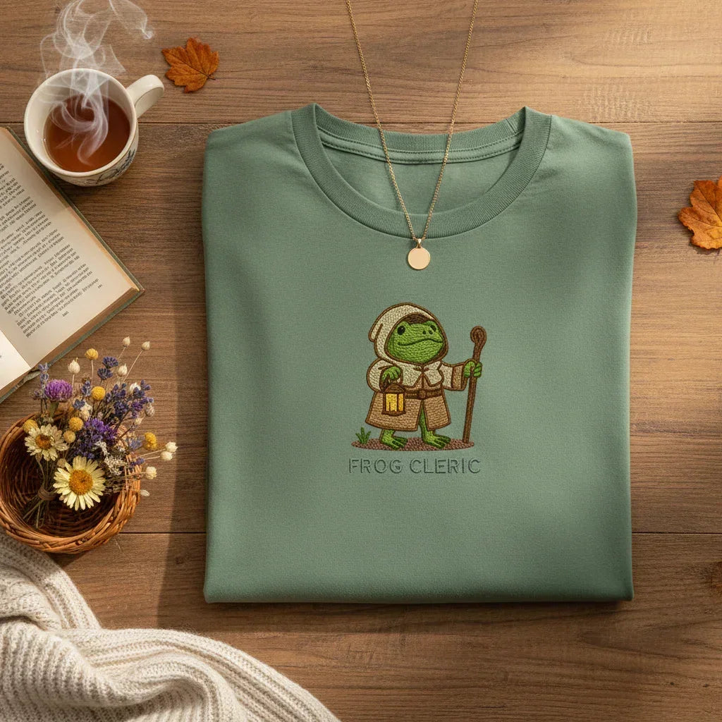 Frog Cleric Embroidered T-Shirt | Rebooters