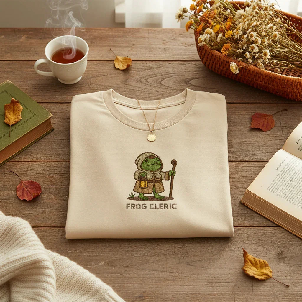 Frog Cleric Embroidered T-Shirt | Rebooters