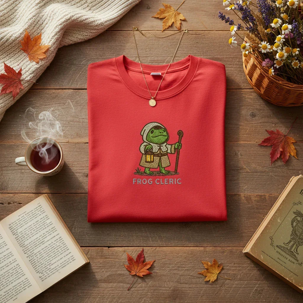 Frog Cleric Embroidered T-Shirt | Rebooters