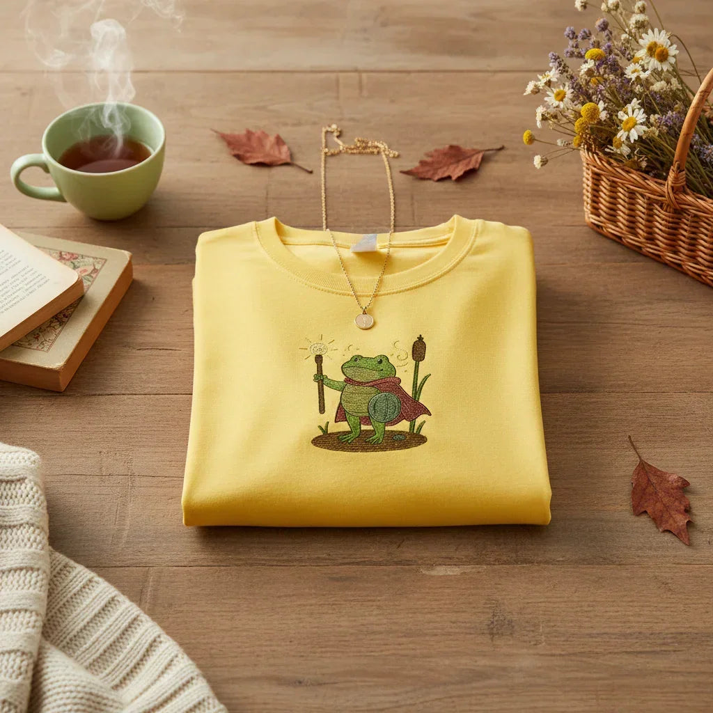Frog Wizard Embroidered T-Shirt | Rebooters