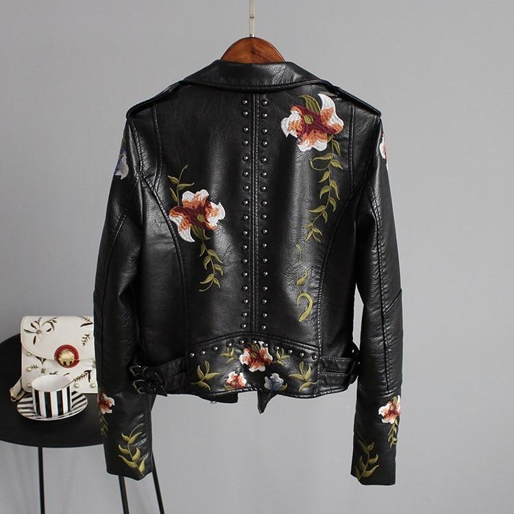 Womens Exquisite Floral-Embellished Leather Jacket Style - Rebooters