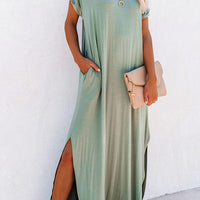 Evelyn Timeless Loose-Fitting Solid Maxi Dress with Flowing Shape for Comfort Rebooters Maxi Women's Dresses