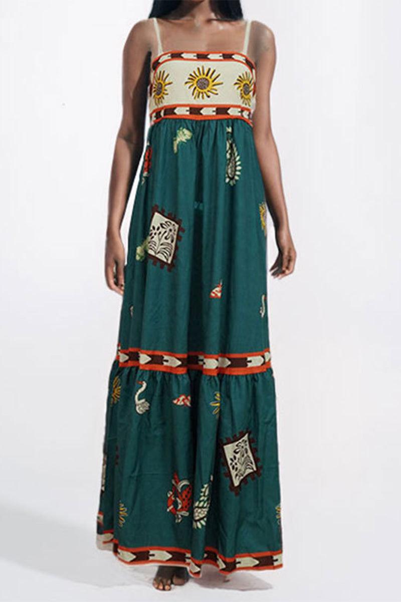 Brooke Sunshine Print Tiered Maxi Dress for Effortless Style - Rebooters -Women's Dresses