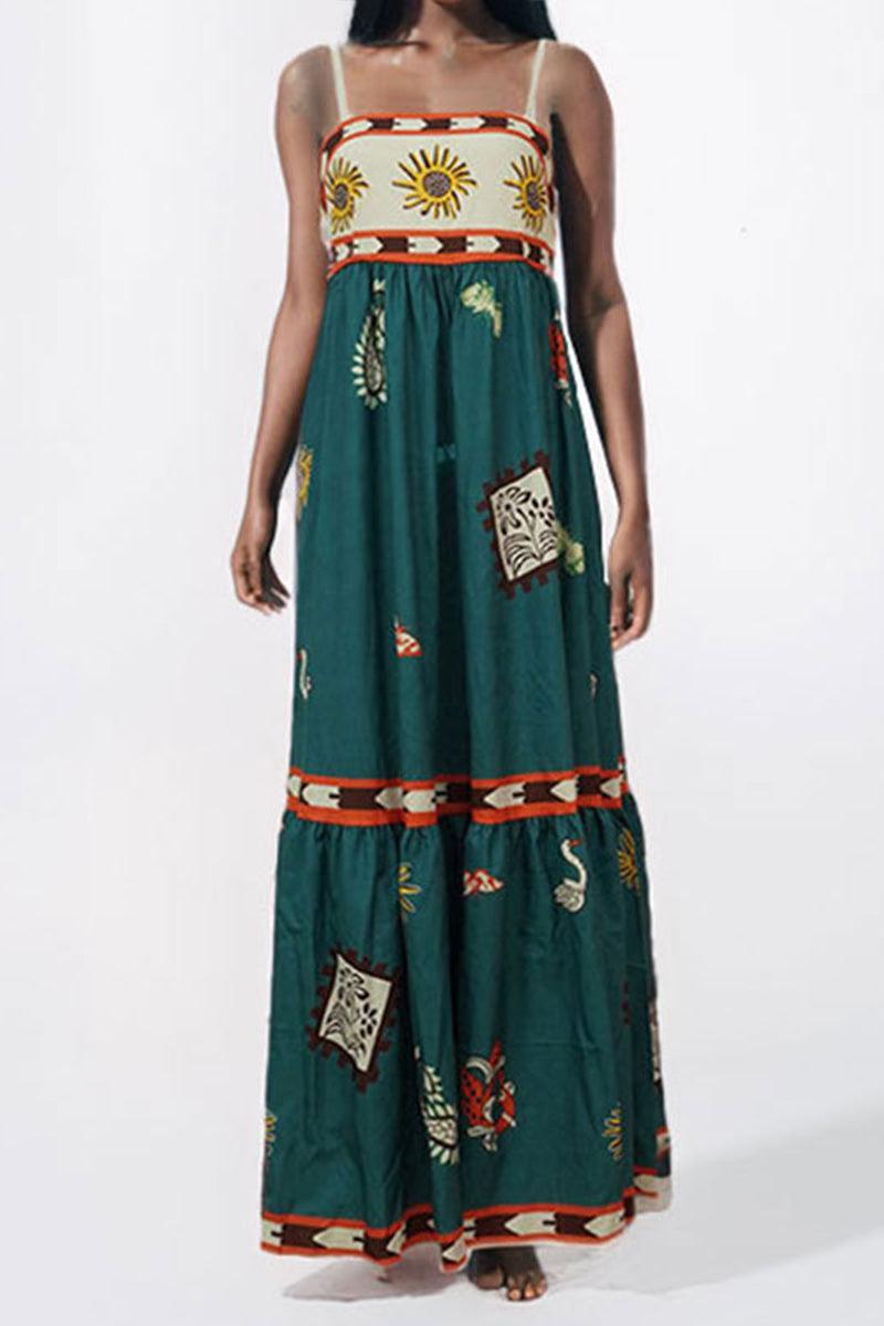 Brooke Sunshine Print Tiered Maxi Dress for Effortless Style - Rebooters -Women's Dresses