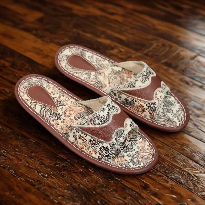 Elenora Genuine Leather Embroidered Sandals For Women