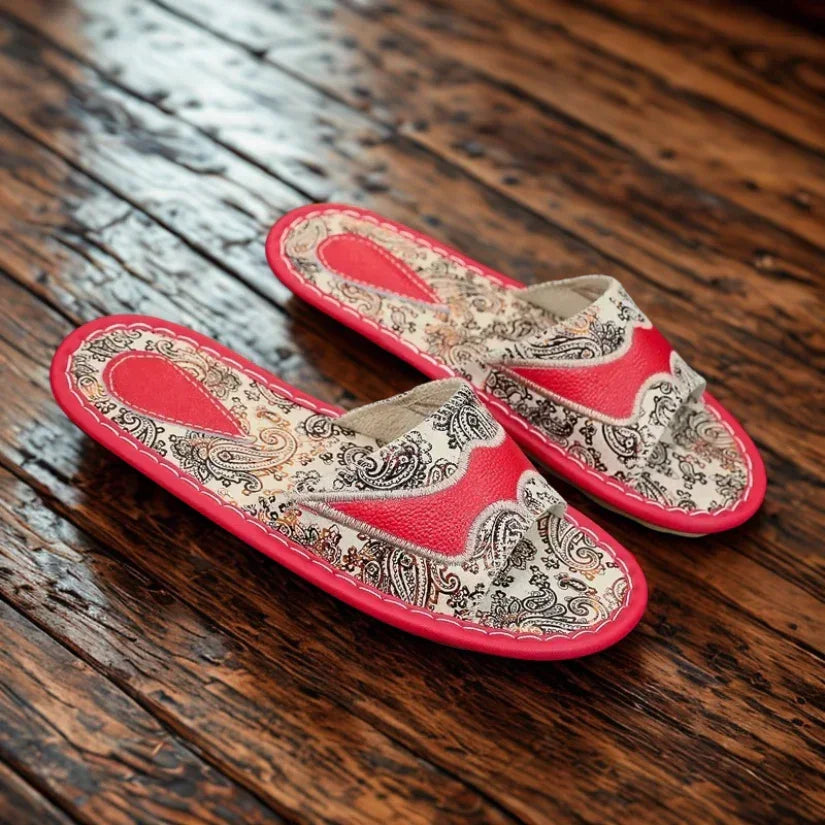 Elenora Genuine Leather Embroidered Sandals For Women