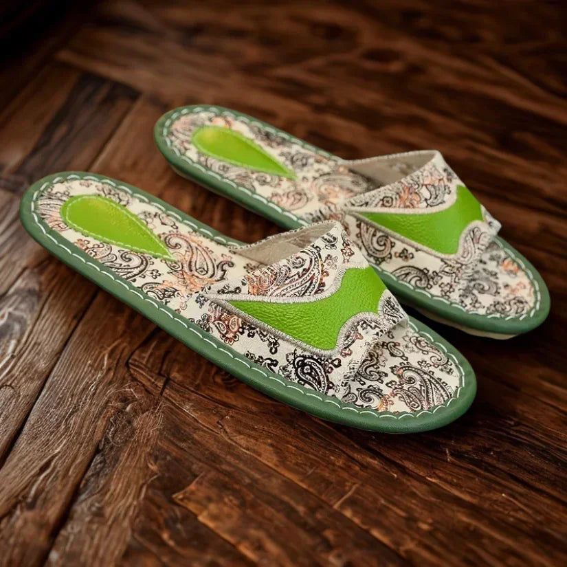 Elenora Genuine Leather Embroidered Sandals For Women