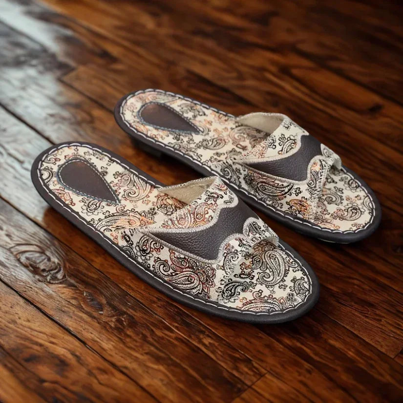 Elenora Genuine Leather Embroidered Sandals For Women