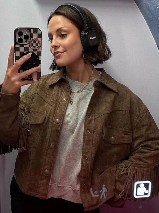 Giana Women's Vintage Brown Suede Leather Jacket with Stylish Tassels - Rebooters