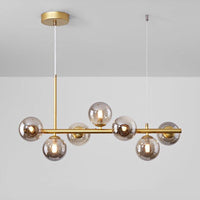 Modern Horizontal White Frosted Glass Ball Chandelier 7 Bulbs | Rebooters - Rebooters