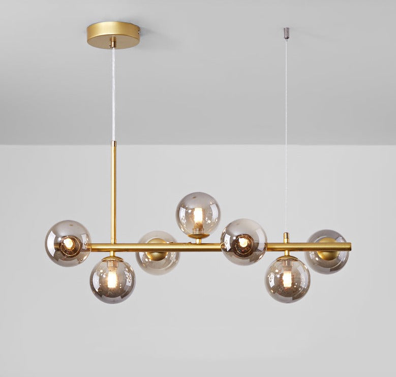 Modern Horizontal White Frosted Glass Ball Chandelier 7 Bulbs | Rebooters - Rebooters