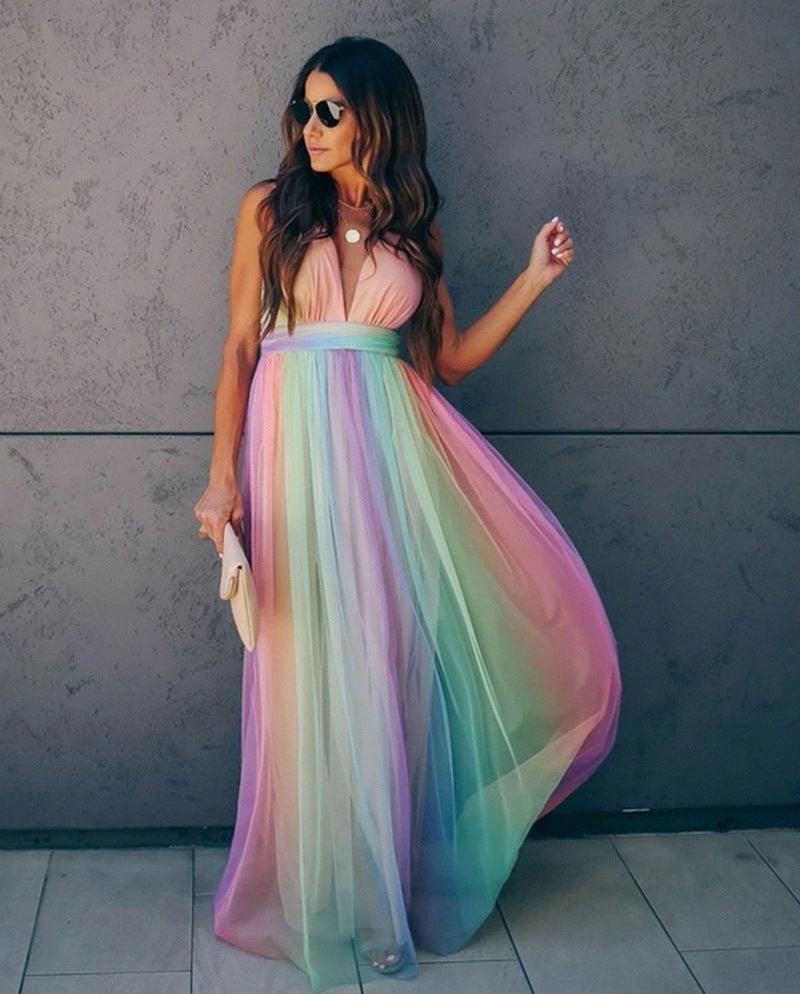 Vibrant Antonella Women's Gradient Rainbow Dress for Parties - Rebooters -Women's Dresses
