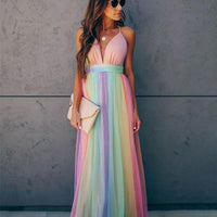 Vibrant Antonella Women's Gradient Rainbow Dress for Parties - Rebooters -Women's Dresses