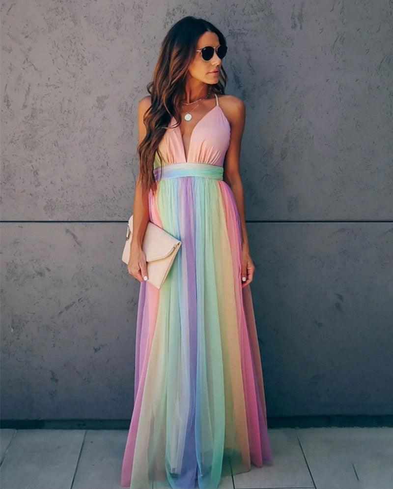 Vibrant Antonella Women's Gradient Rainbow Dress for Parties - Rebooters -Women's Dresses
