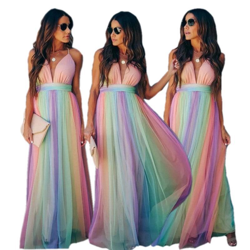 Vibrant Antonella Women's Gradient Rainbow Dress for Parties - Rebooters -Women's Dresses