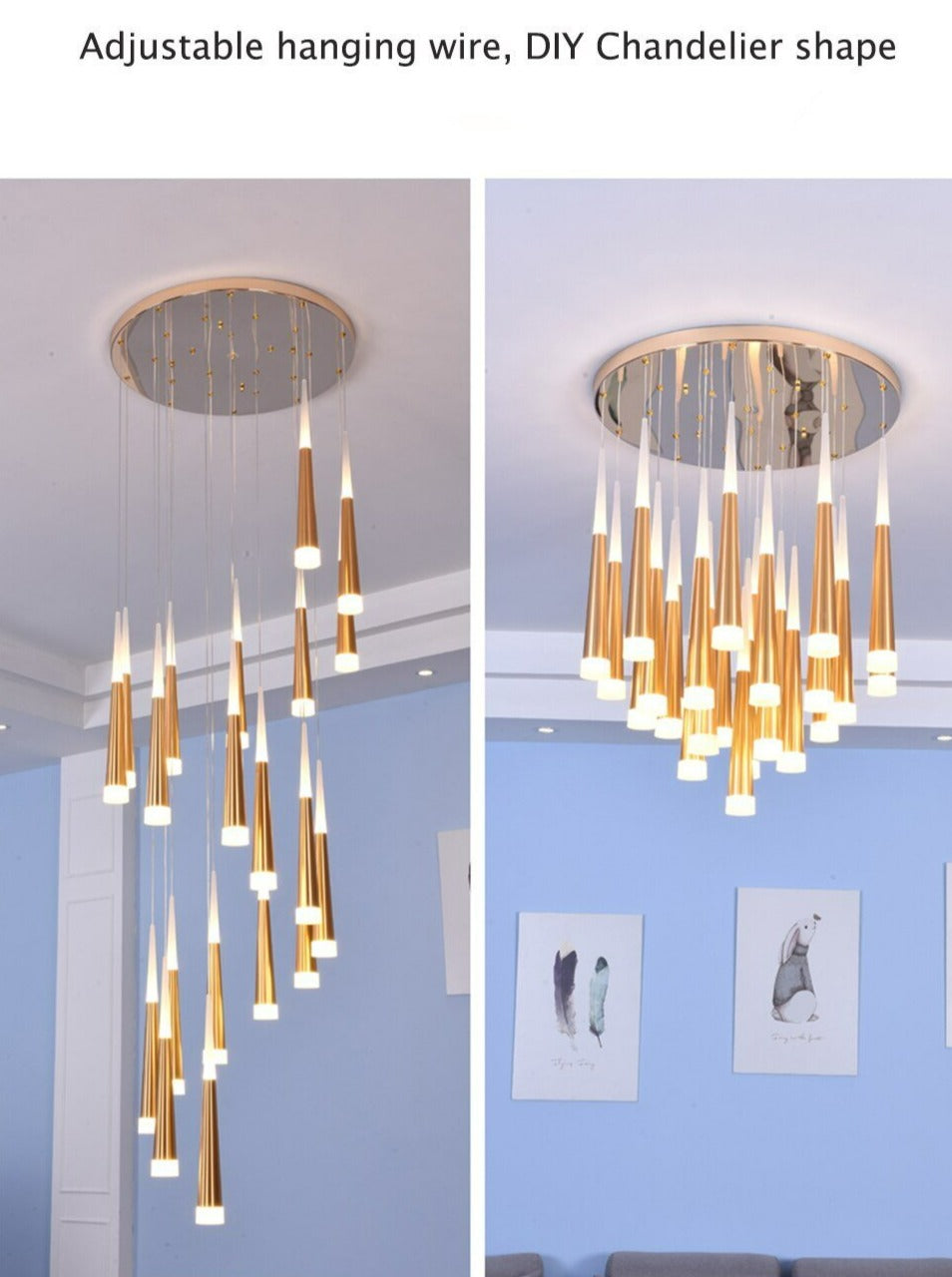 European Style Luxury Waterfall Cone Chandelier Light Fixture | Rebooters - Rebooters