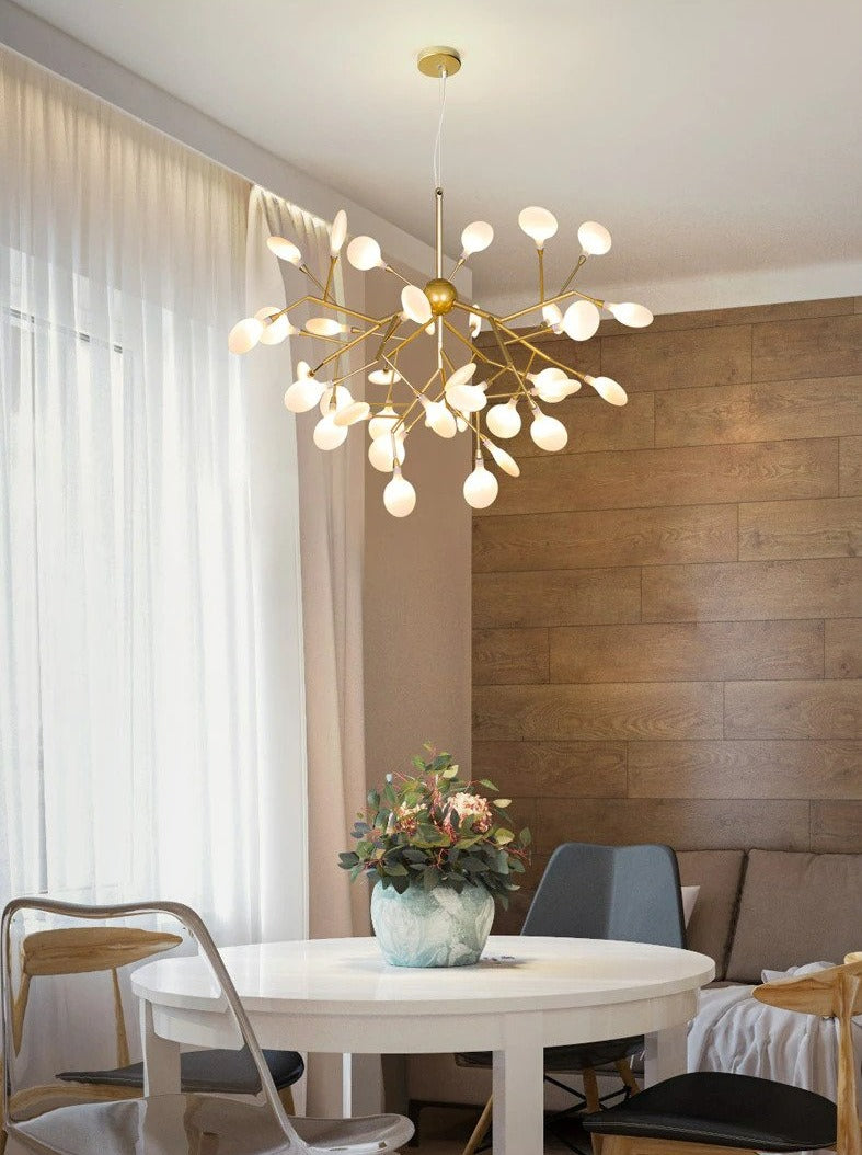 Modern Leaf Scattered Platinum Chandelier for Elegant Homes | Rebooters - Rebooters