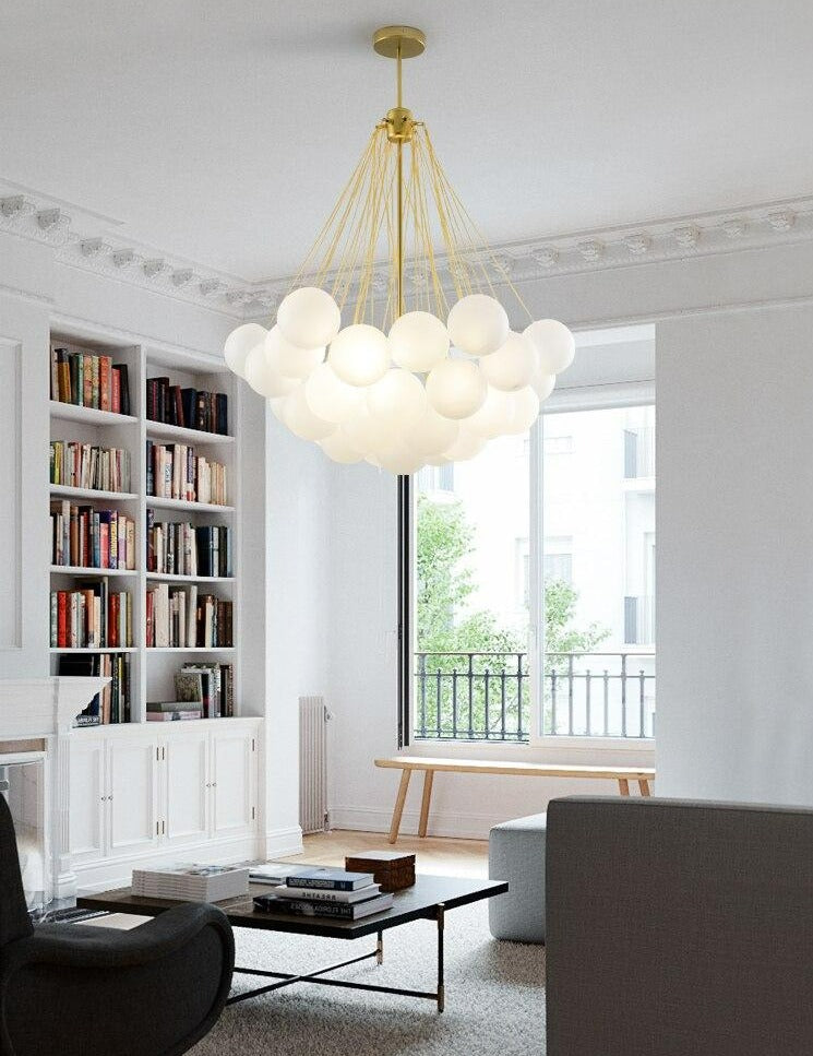 European Style White Flower Cluster Ball Glass Chandelier | Rebooters - Rebooters