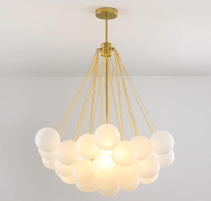 European Style White Flower Cluster Ball Glass Chandelier | Rebooters - Rebooters