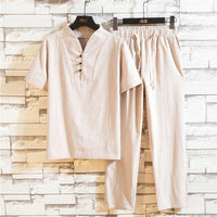 Men's Casual Short Sleeve and Loose Pants Lounge Set Rebooters mens 2 piece set