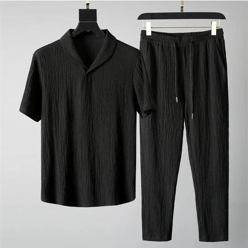 Men's Casual Short-Sleeved Shirt and Trousers Set for Effortless Style Rebooters mens 2 piece set