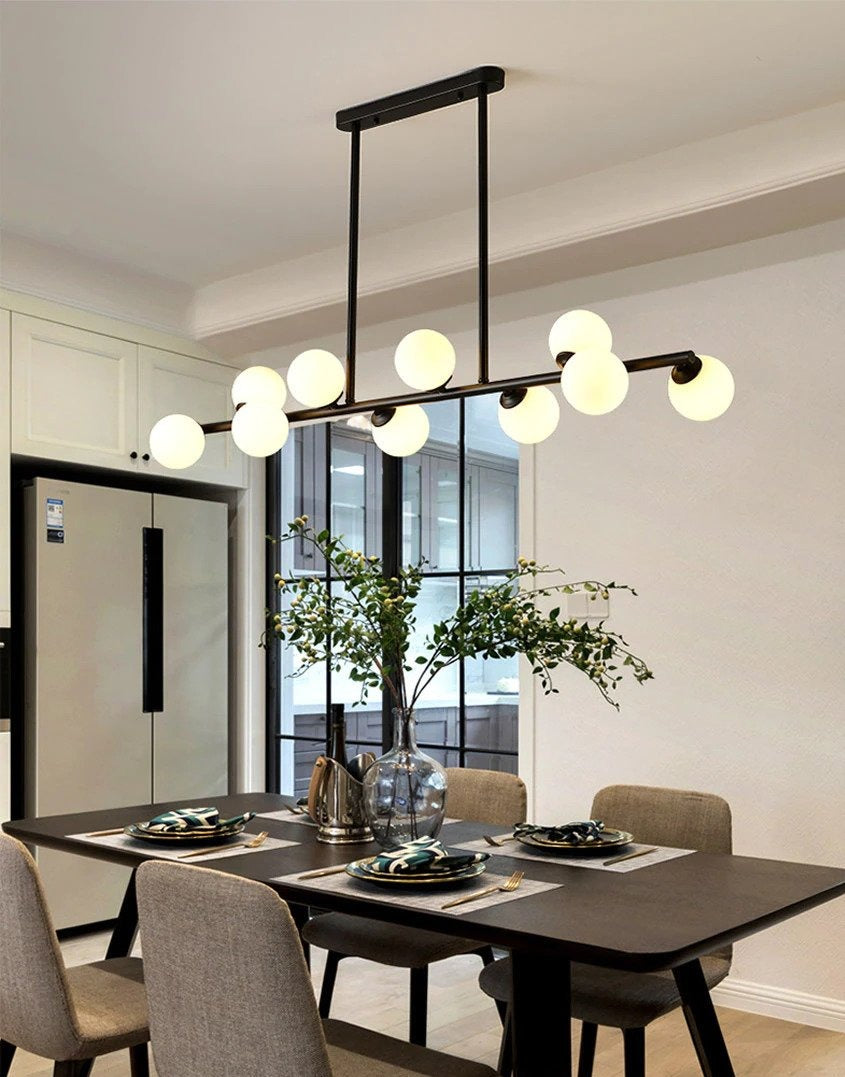 Modern Long Pole Glass Horizontal Chandelier for Elegant Spaces | Rebooters - Rebooters