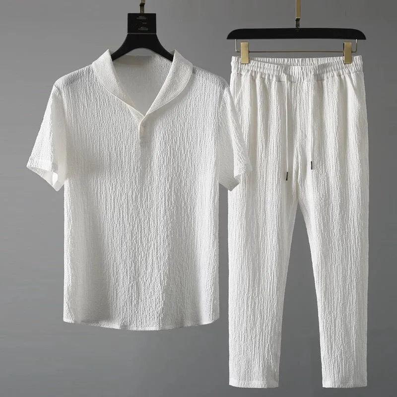 Men's Casual Short-Sleeved Shirt and Trousers Set for Effortless Style Rebooters mens 2 piece set
