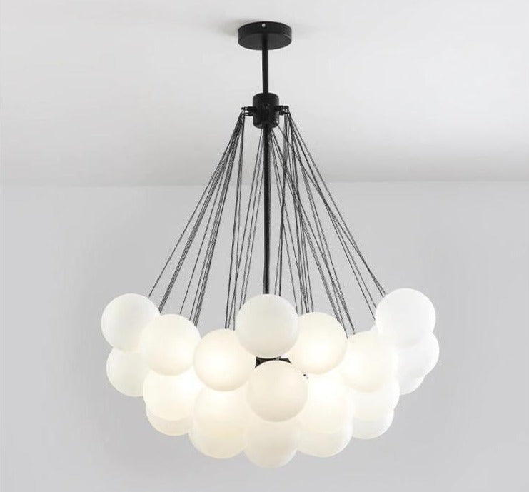 European Style White Flower Cluster Ball Glass Chandelier | Rebooters - Rebooters