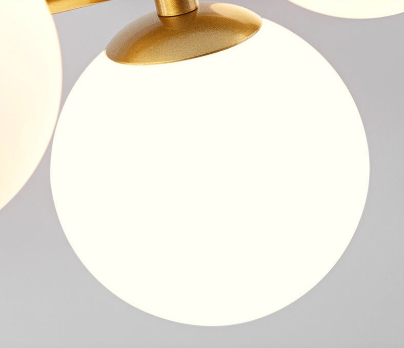 Modern Horizontal White Frosted Glass Ball Chandelier 7 Bulbs | Rebooters - Rebooters