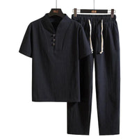 Men's Casual Short Sleeve and Loose Pants Lounge Set Rebooters mens 2 piece set