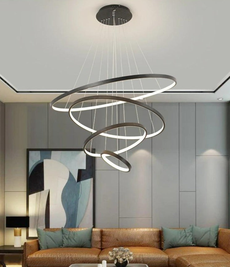 Modern Black And White Metal Ring Chandelier Design | Rebooters - Rebooters