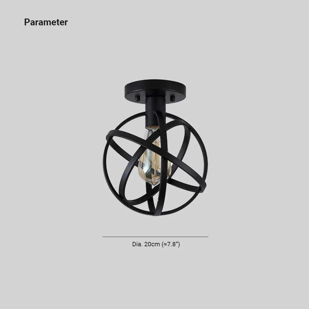 Black Spherical Cage Industrial Ceiling Light for Home - Rebooters