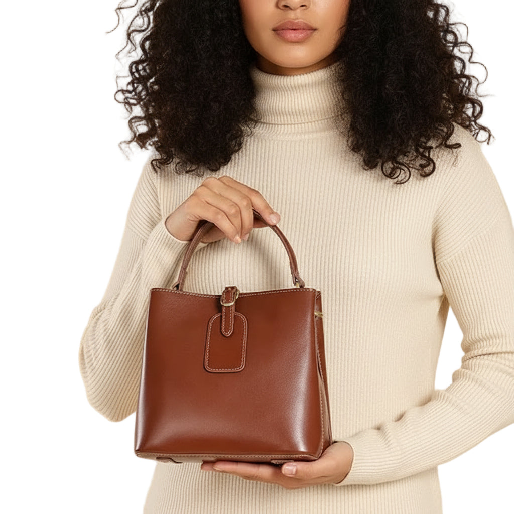 Giulia Opulent Leather Bucket Crossbody Handbag Rebooters